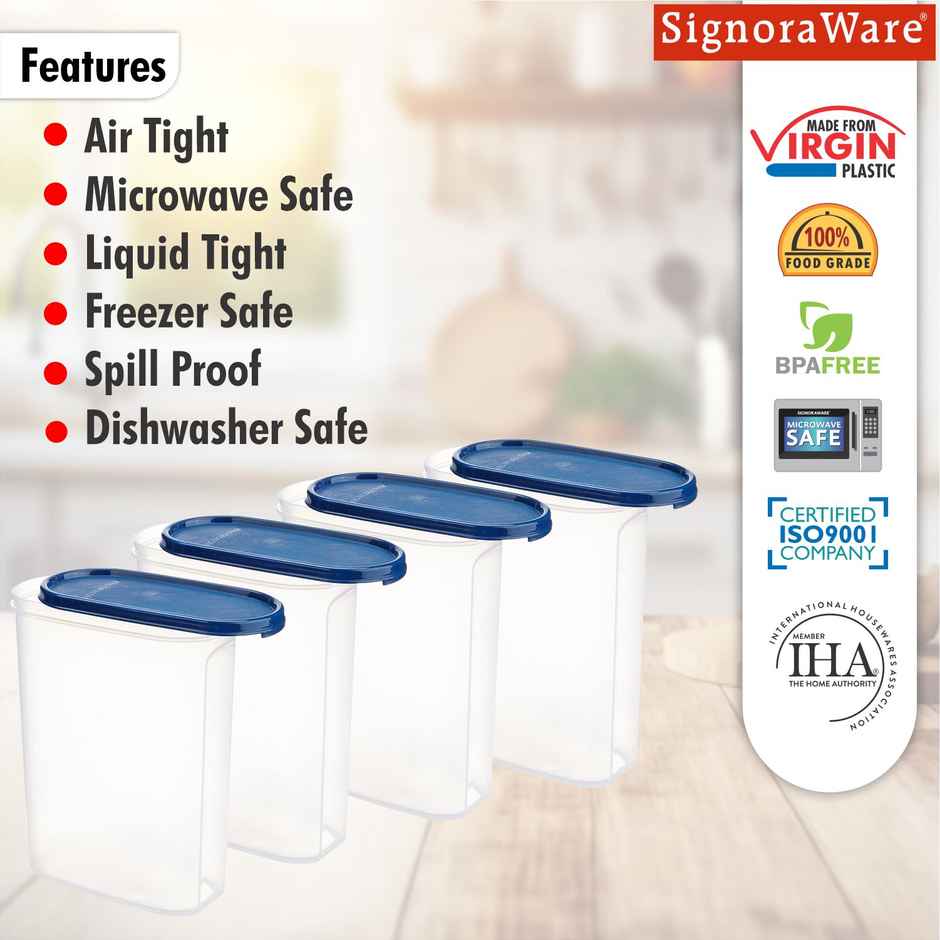 Signoraware Modular Oval Container No. 4 | Set of 4 | Blue