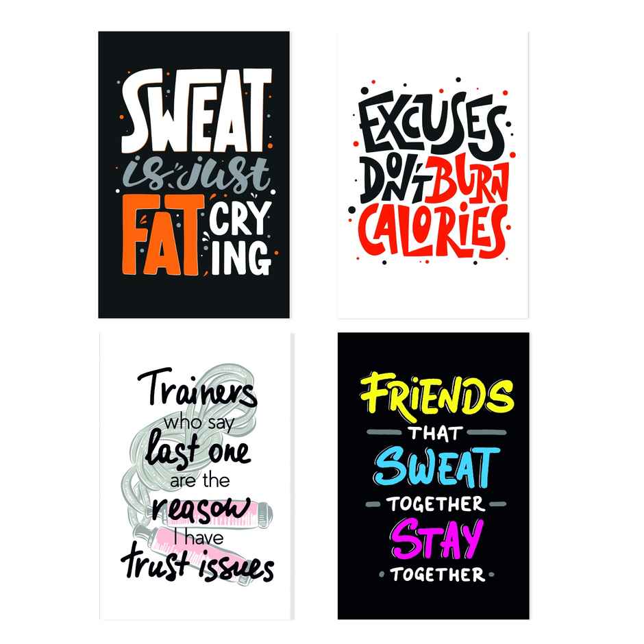 Paper Plane Design Motivational Gym/Fitness Workout Posters | Set of 10 | (12 Inch x 18 Inch) D14