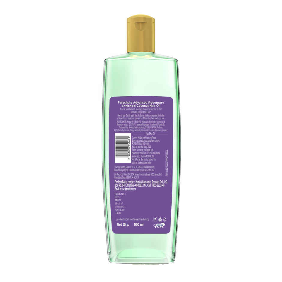 Parachute Advansed Rosemary enriched Coconut Hair Oil For Promoting Hair Growth