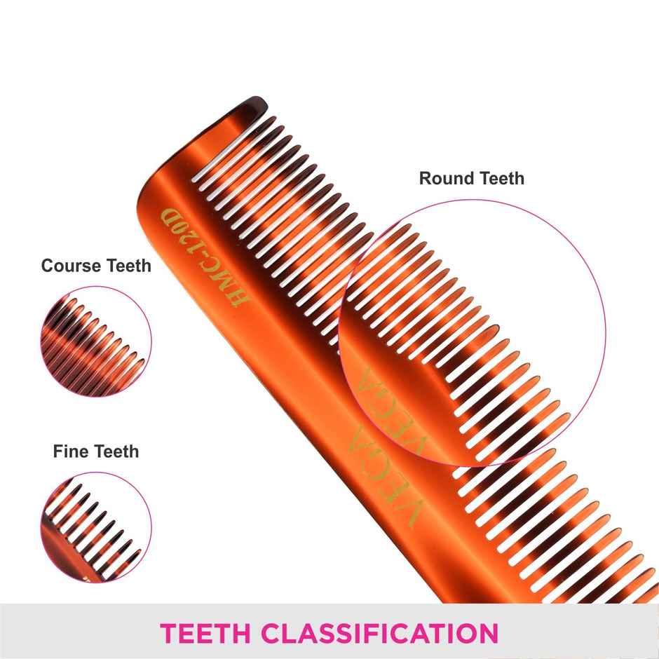 VEGA Handcrafted Pocket Hair Comb made with Cellulose Acetate for Men & Women | HMC-120D