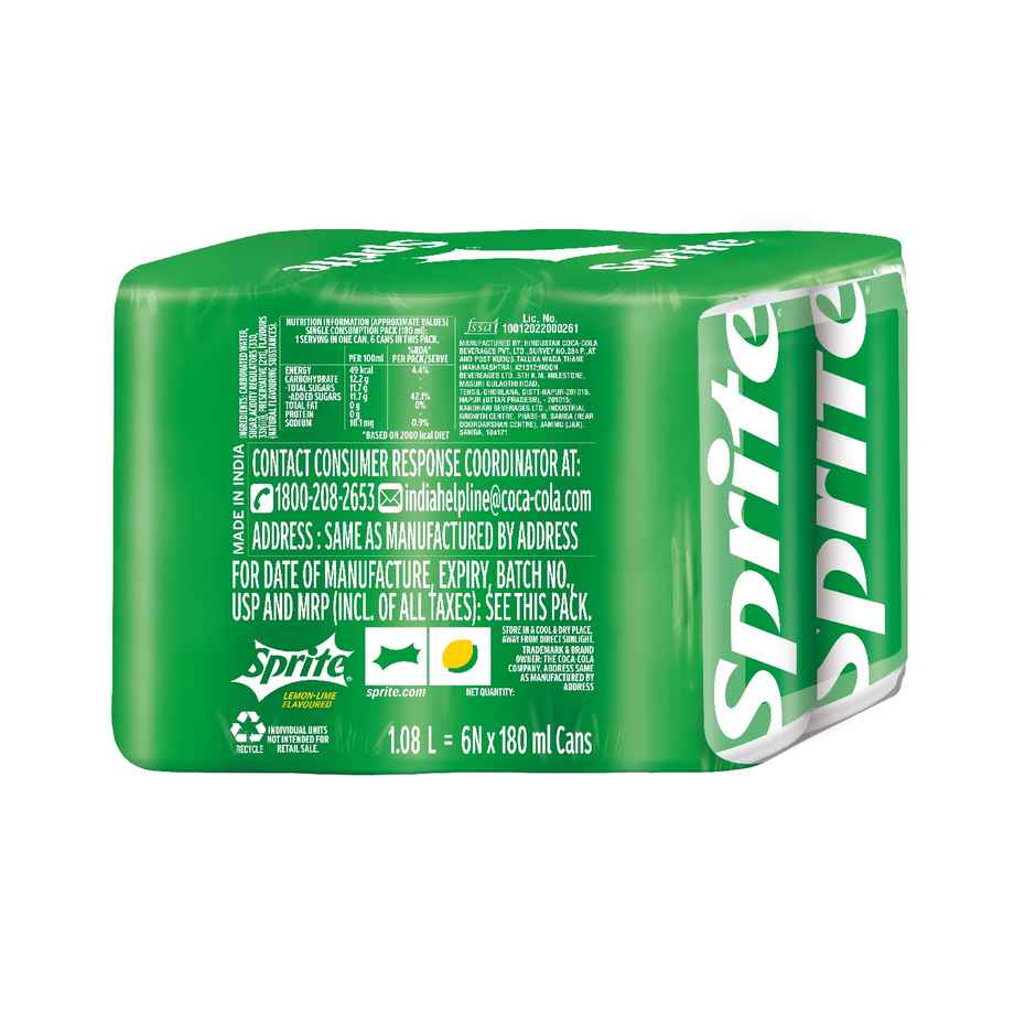 Sprite Lemon Soft Drink Can | Carbonated Beverage