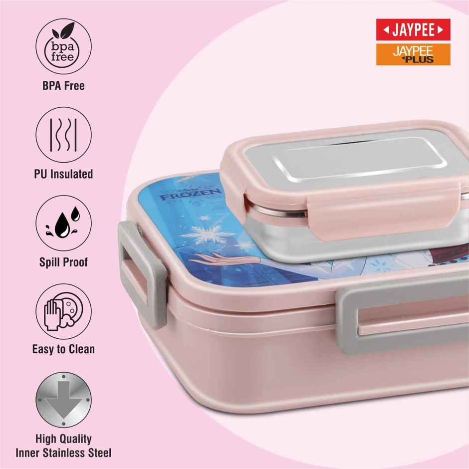 Jaypee Maxteel Sr Stainless Steel Insulated Lunch Box for Kids | Pink, (900+180ml)