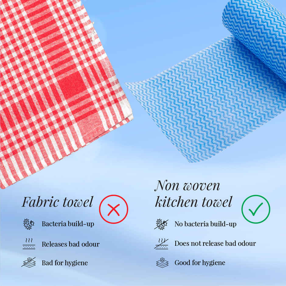 Origami Non-Woven Kitchen Towel Roll | Washable & Reusable | 200 Sheets