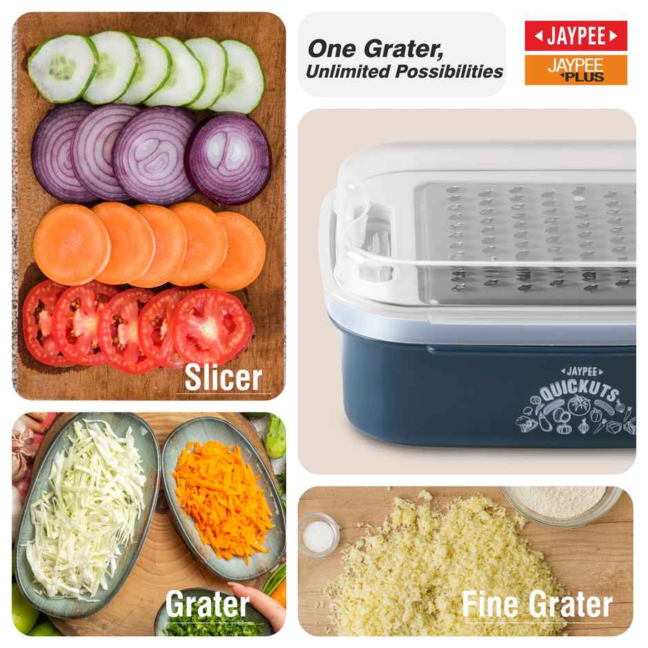 Jaypee Quickcuts Stainless Steel Multipurpose Plate Grater Set | Blue