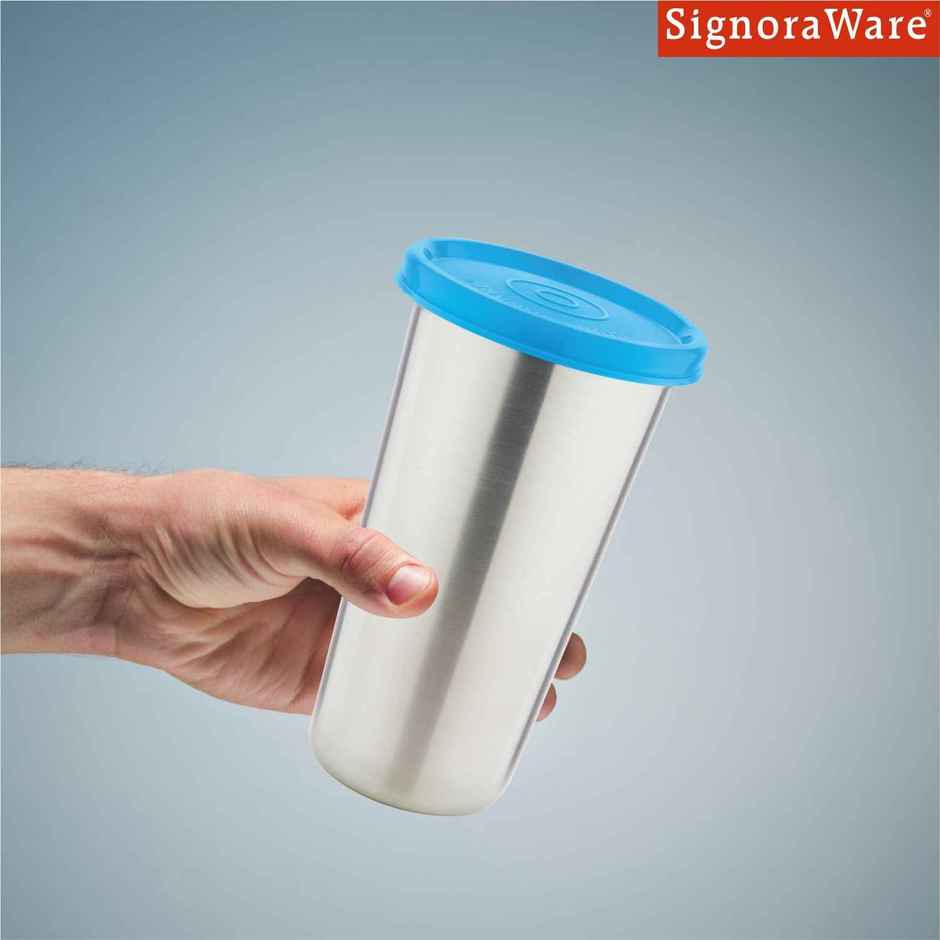 Signoraware Steel Tumbler | 420 ml | Blue