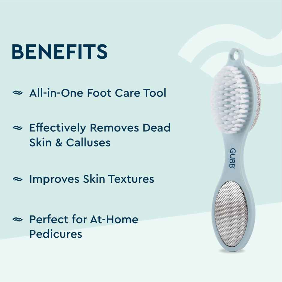 GUBB 4 Way Pedicure Set For Dead Skin Removal | Pumice Stone, Foot Brush, Foot Rasp & Foot File Set