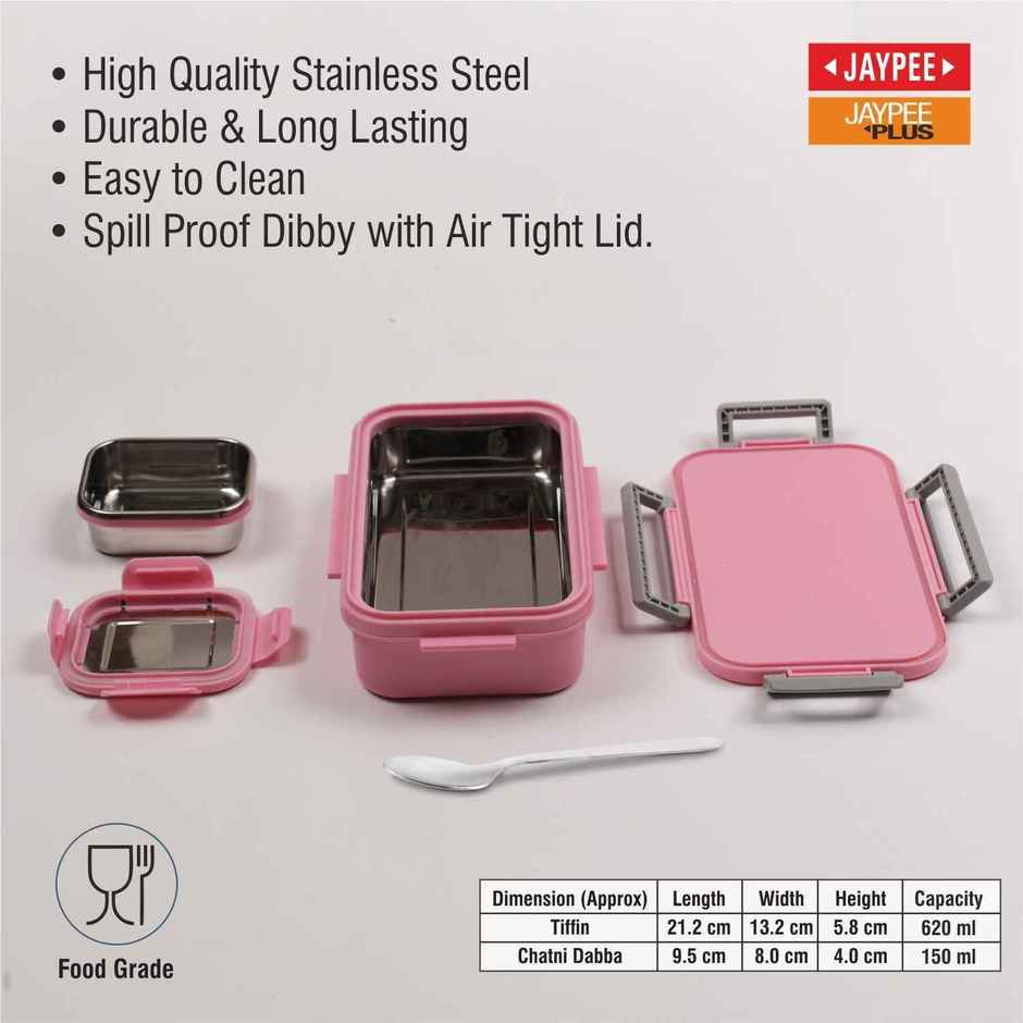 Jaypee Maxteel Jr Stainless Steel Insulated Lunch Box for Kids, Disney Mickey | Pink, (620 ,150ml)