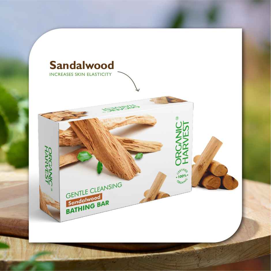 Organic Harvest Sandalwood Soap Bathing Bar For Skin Moisturisation