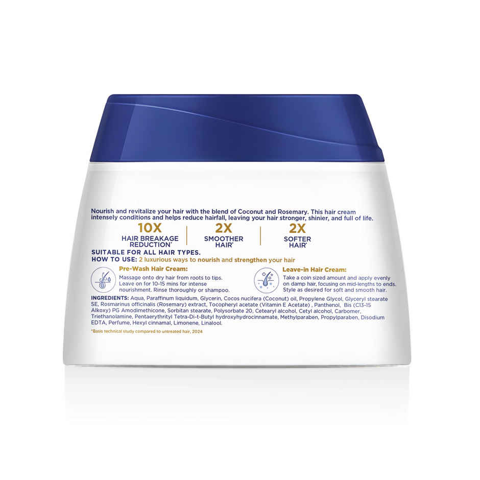 Parachute Advansed Coconut & Rosemary Hair Cream |Anti  Hair Fall |10X Hair Breakage Reduction