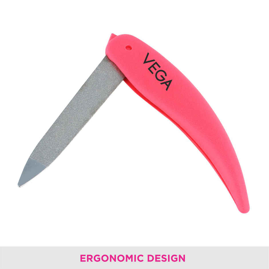 VEGA Portable and Foldable Nail File for Quality Manicure (Pink), (FNF-01)