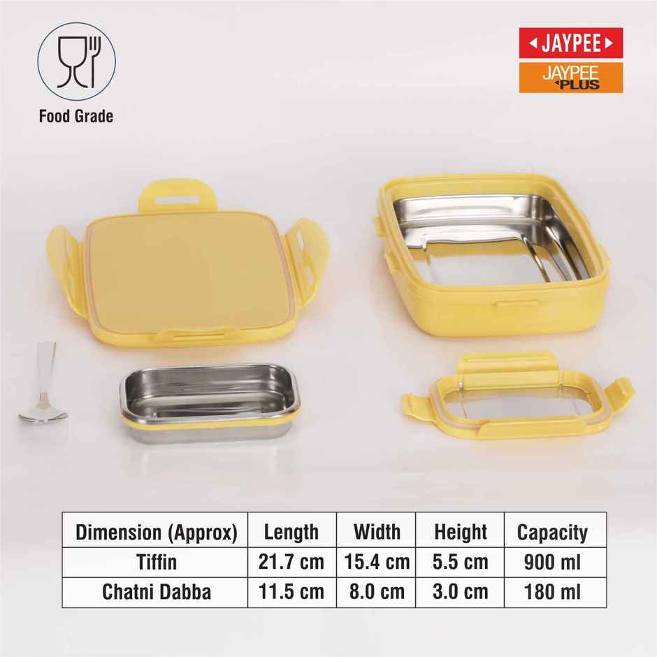 Jaypee Steeltek Sr Insulated Airtight Lunch Box Marvel Avenger Print for School Kids, Yellow, 600ml