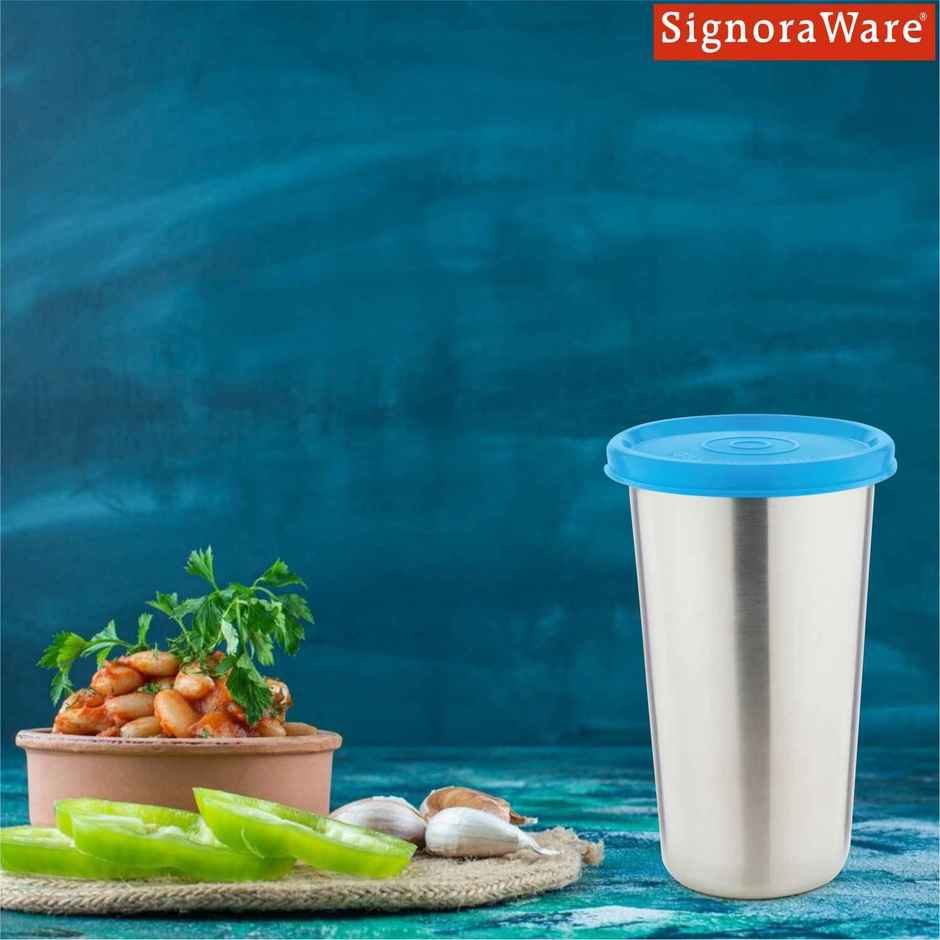 Signoraware Steel Tumbler | 420 ml | Blue