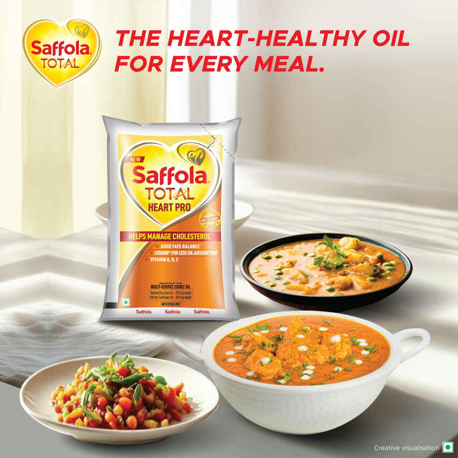 Saffola Total Refined Rice bran & Sunflower oil | Helps Manage Cholesterol | Heart Pro