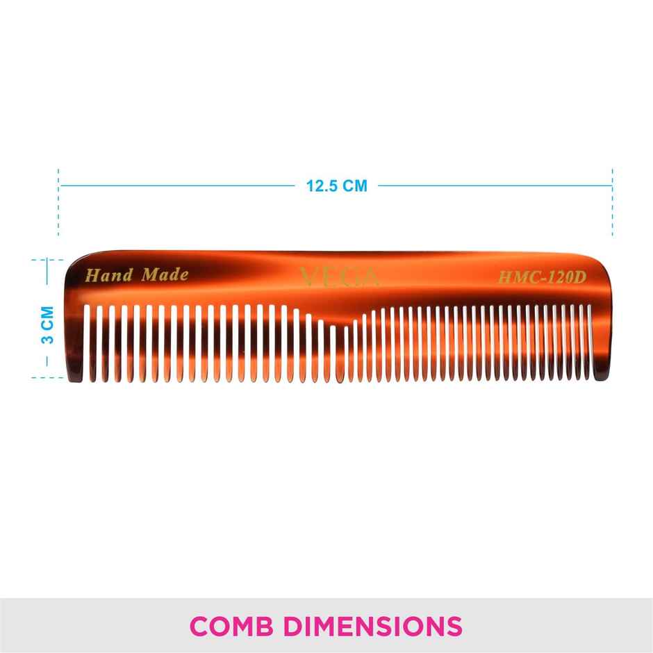 VEGA Handcrafted Pocket Hair Comb made with Cellulose Acetate for Men & Women | HMC-120D