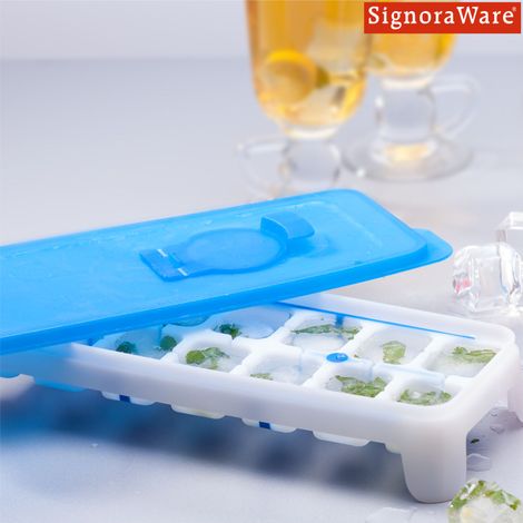 Ice Tray With Silicon 14 Cubes Blue