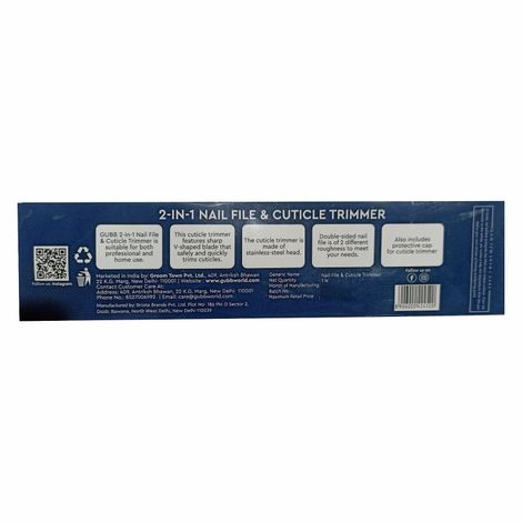 Gubb 2 In 1 Nail File & Cuticle Timmer - Assorted
