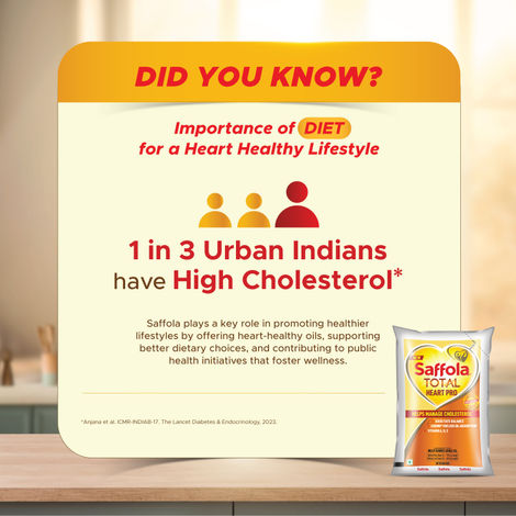 Saffola Total Refined Rice bran & Sunflower oil | Helps Manage Cholesterol | Heart Pro