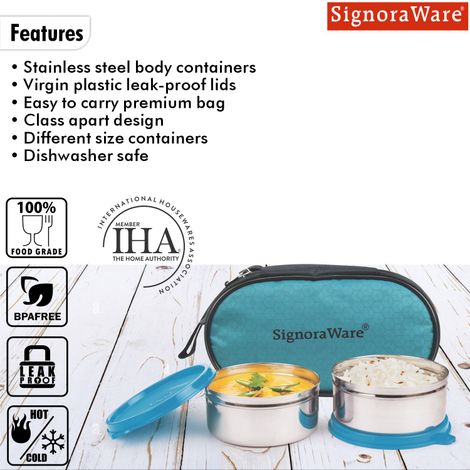 Mid Day Steel Lunch Box Food Grade Stainless Steel Blue