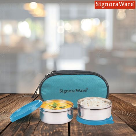 Mid Day Steel Lunch Box Food Grade Stainless Steel Blue