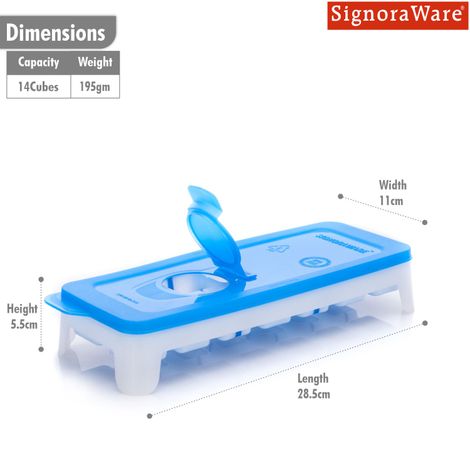 Ice Tray With Silicon 14 Cubes Blue