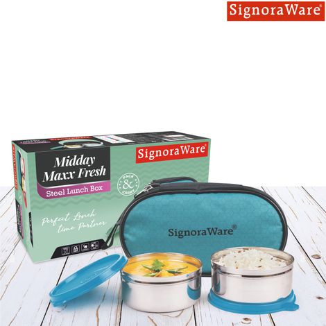 Mid Day Steel Lunch Box Food Grade Stainless Steel Blue