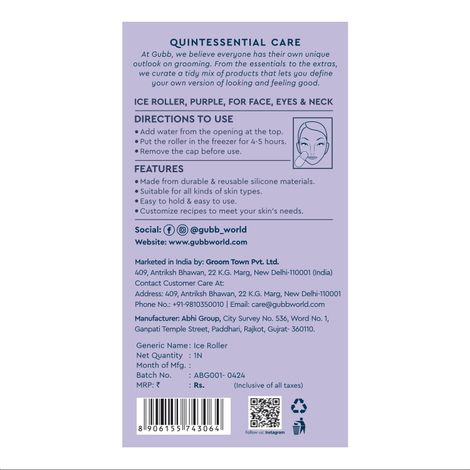 Gubb Ice Roller For Face Eyes And Neck To Brighten Skin And Enhance Your Natural Glow