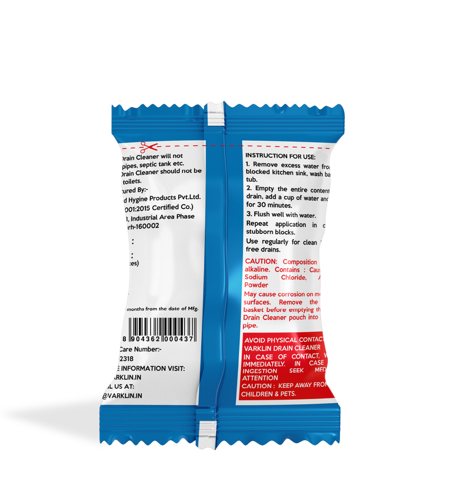 Varklin Drain Cleaner Powder 50g | Unblocks Drain Pipes, Melts Kitchen Grease & Hair