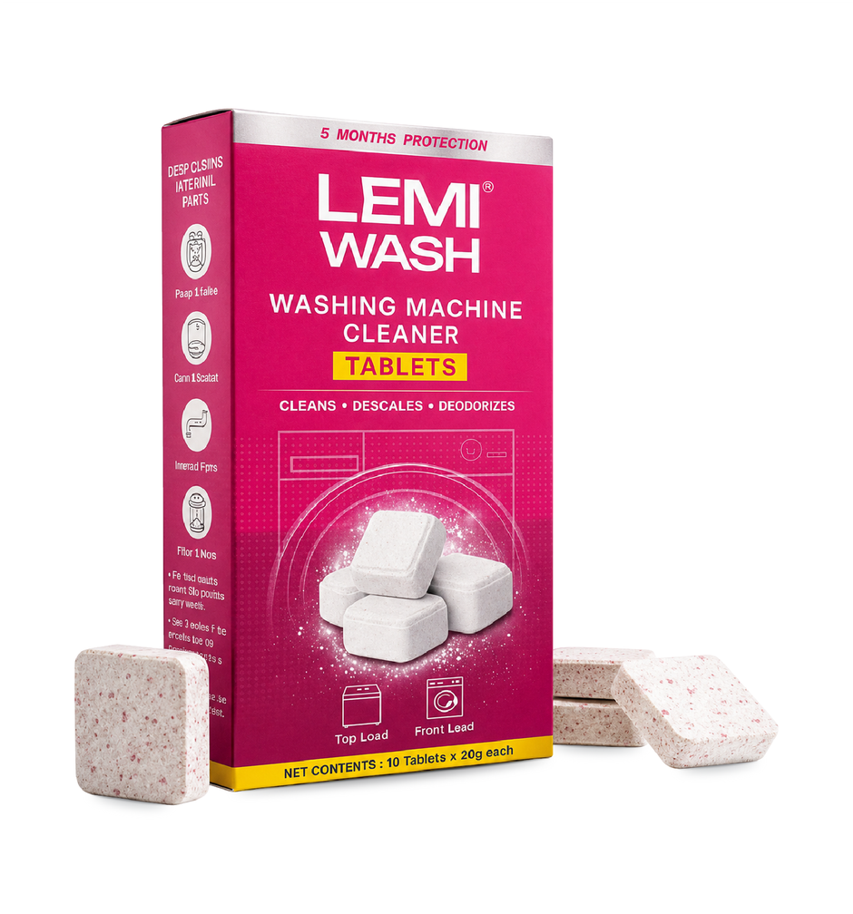 Lemiwash Washing Machine Cleaner 10 Tablets | Eliminates Odor | For Front And Top Loading