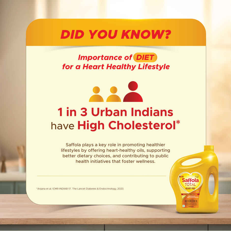 Saffola Total Refined Rice bran & Sunflower oil | Helps Manage Cholesterol | Heart Pro