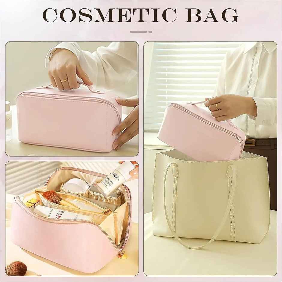 Lazer Travel Cosmetic Makeup Pouches for Women Travel Organizer Bag | Pink