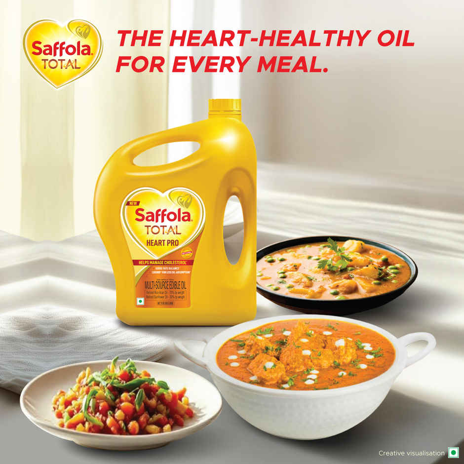 Saffola Total Refined Rice bran & Sunflower oil | Helps Manage Cholesterol | Heart Pro