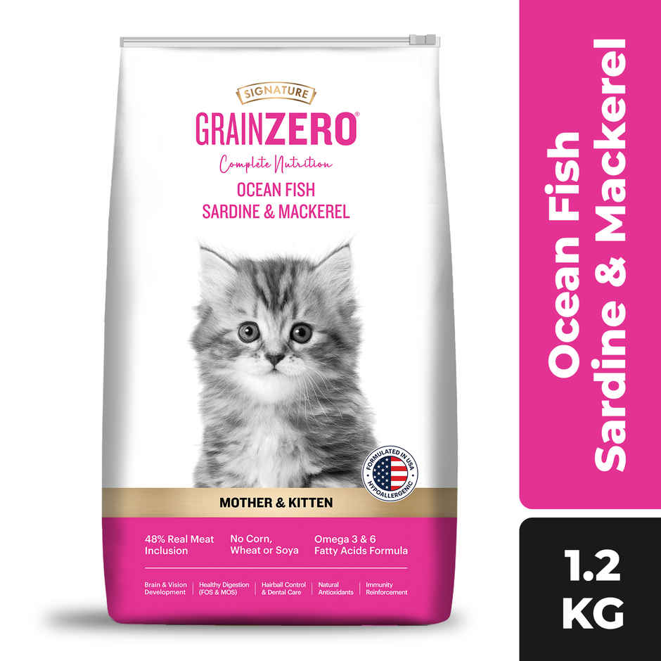 Signature Grain Zero Mother and Kitten Dry Cat Food | Ocean Fish Sardines & Mackerel
