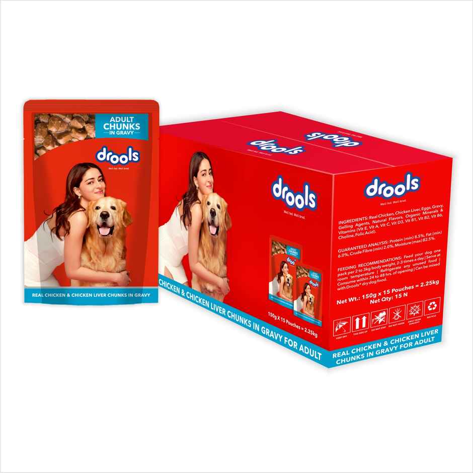 Drools Adult Wet Dog Food - Real Chicken And Chicken Liver Chunks In Gravy