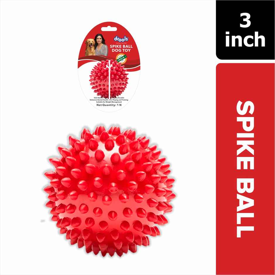Drools Non-Toxic Rubber Stud Spike Hard Ball Chew Toy, Puppy/Dog Teething Toy - 3 inches