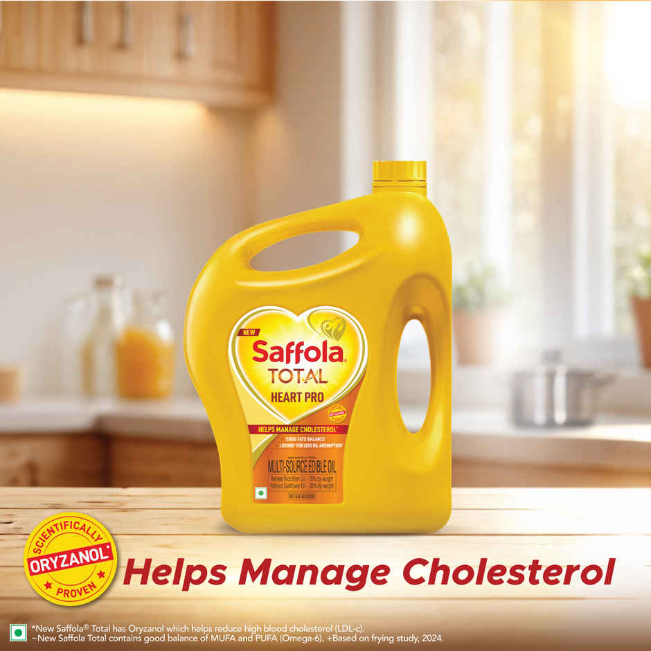 Saffola Total Refined Rice bran & Sunflower oil | Helps Manage Cholesterol | Heart Pro