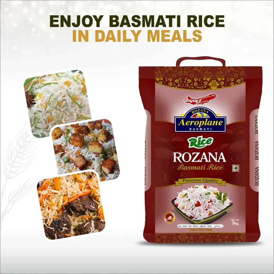 Aeroplane Family Choice Rozana Basmati Rice Medium Grain Best for Daily Meals