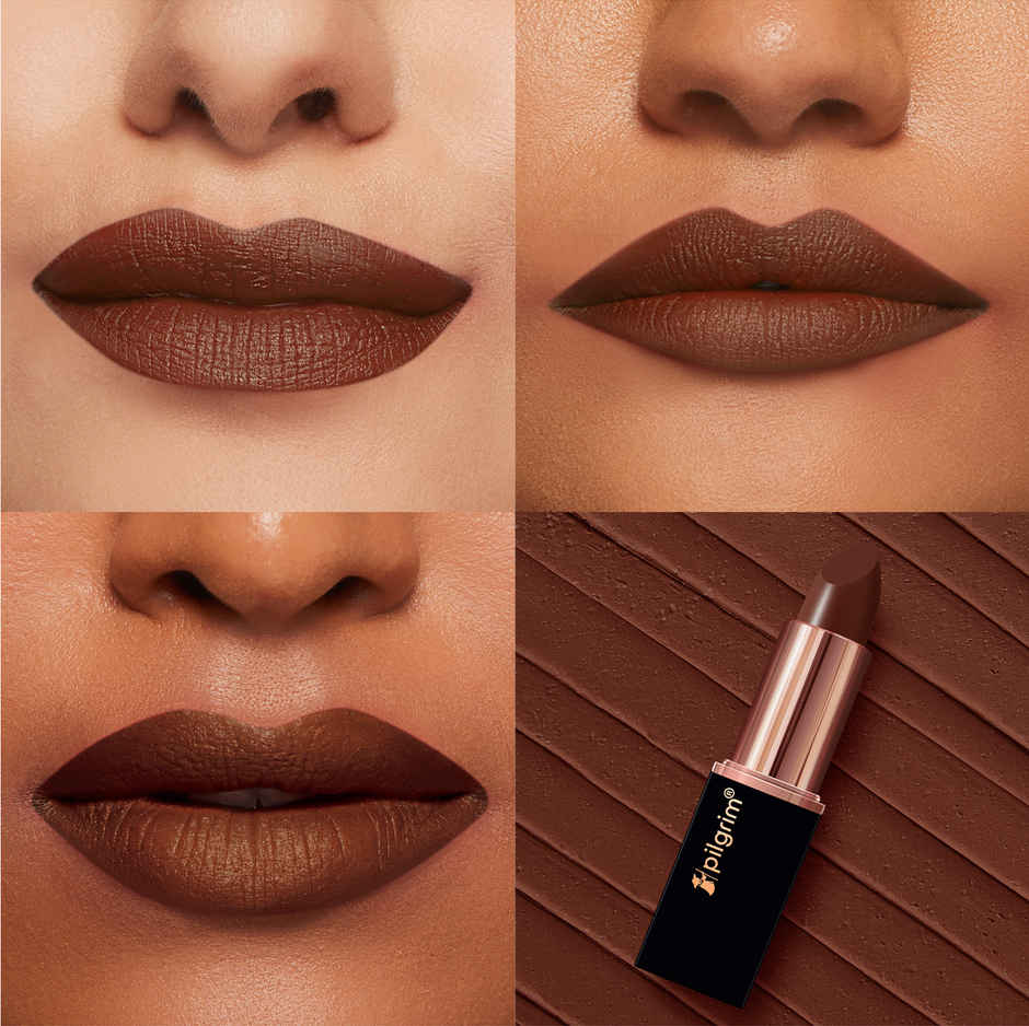Pilgrim Matte Me Up Bullet Lipstick | Creamy Lightweight Bold Non Drying SPF 30 | Chocolate Tease 32