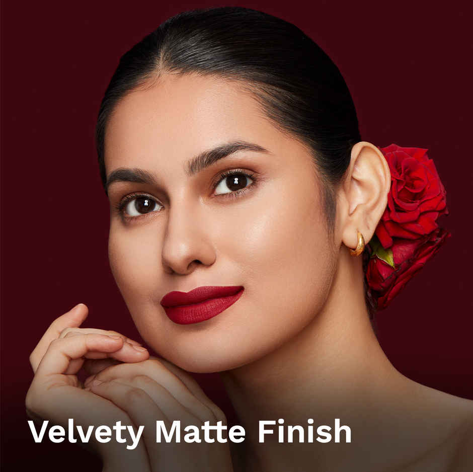 Pilgrim Matte Me Up Bullet Lipstick | Creamy Lightweight Bold Non Drying SPF 30 | Ruby Revolt 25