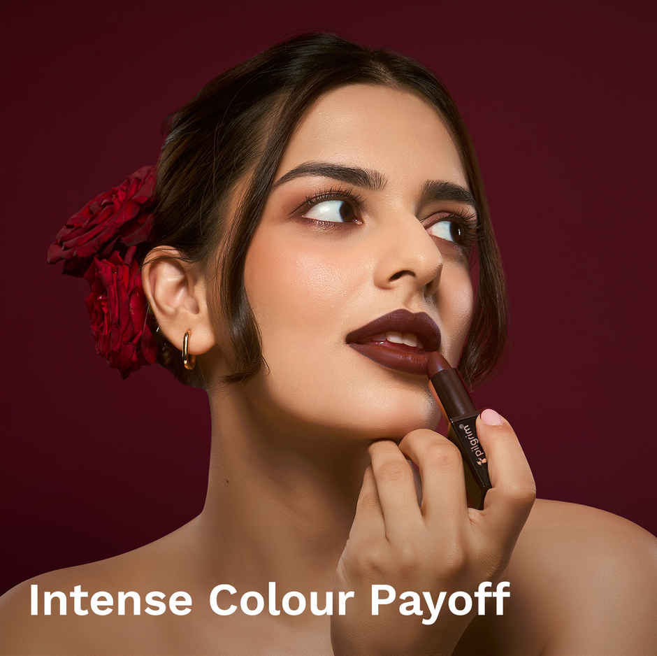 Pilgrim Matte Me Up Bullet Lipstick | Creamy Lightweight Bold Non Drying SPF 30 | Chocolate Tease 32