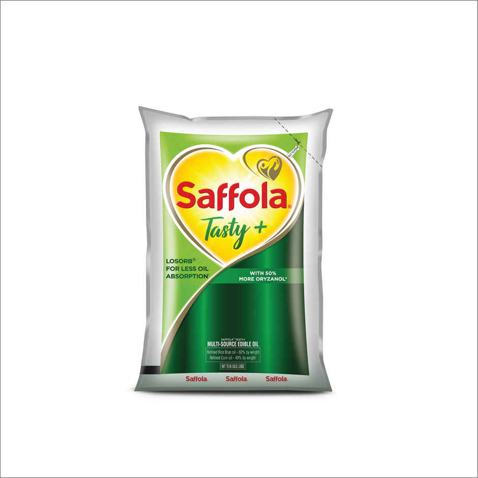 Saffola Tasty + Refined Rice bran & Corn Oil | 50% More Oryzanol | Multi-Source Edible Oil