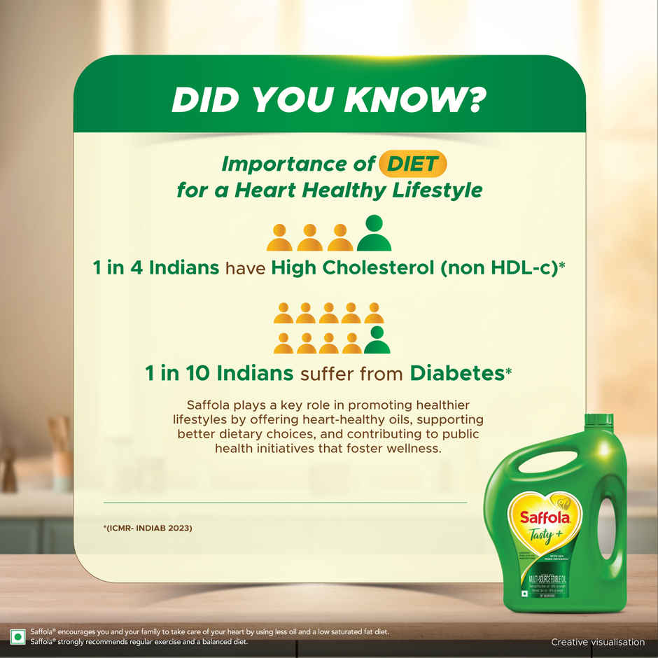 Saffola Tasty + Refined Rice bran & Corn Oil | 50% More Oryzanol | Multi-Source Edible Oil