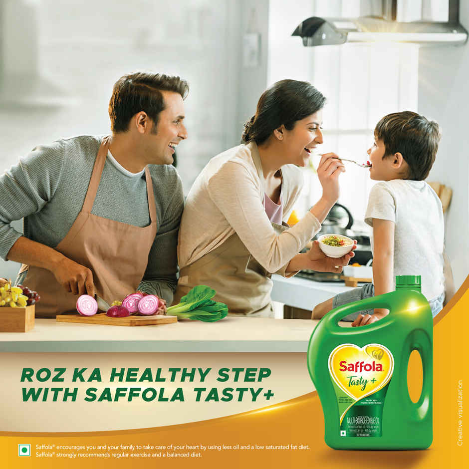 Saffola Tasty + Refined Rice bran & Corn Oil | 50% More Oryzanol | Multi-Source Edible Oil