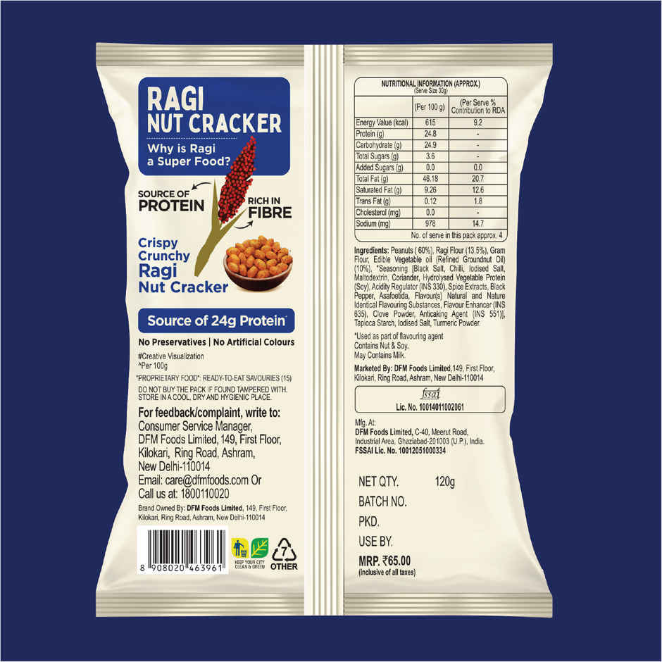 Crax Ragi Nut Cracker Peanuts Namkeen | High Protein Snacks with No Palm Oil Combo