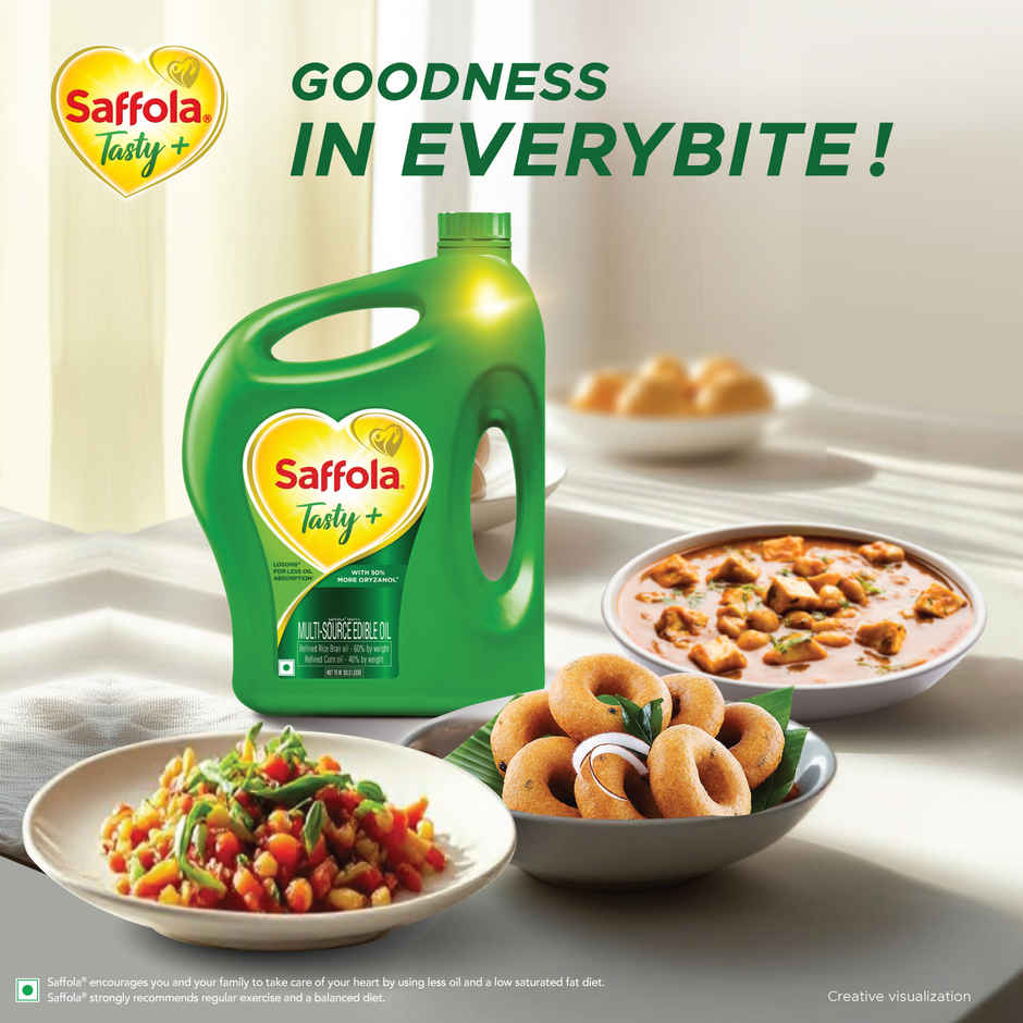 Saffola Tasty + Refined Rice bran & Corn Oil | 50% More Oryzanol | Multi-Source Edible Oil