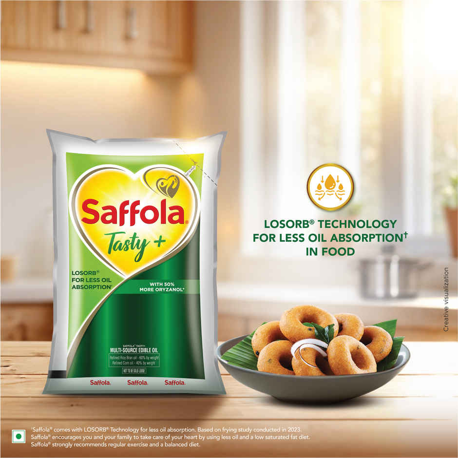 Saffola Tasty + Refined Rice bran & Corn Oil | 50% More Oryzanol | Multi-Source Edible Oil
