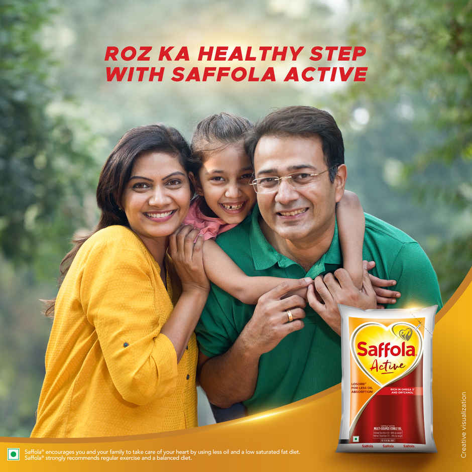 Saffola Active | Rice Bran & Soyabean Multi-source Edible Oil | Less oil absorption | Vitamin A & D