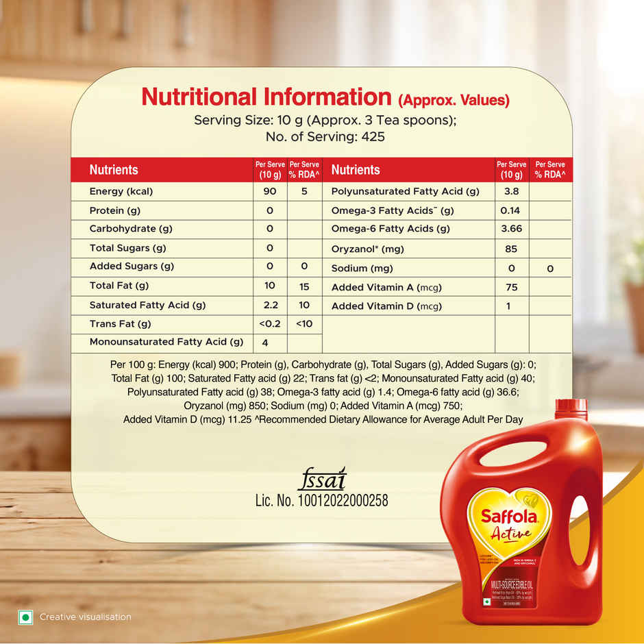 Saffola Active Rice Bran & Soyabean Oil | Rich in Omega 3 & Oryzanol Combo