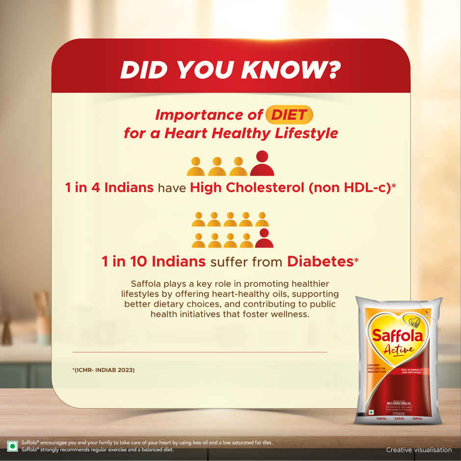 Saffola Active Rice Bran & Soyabean Oil | Rich in Omega 3 & Oryzanol