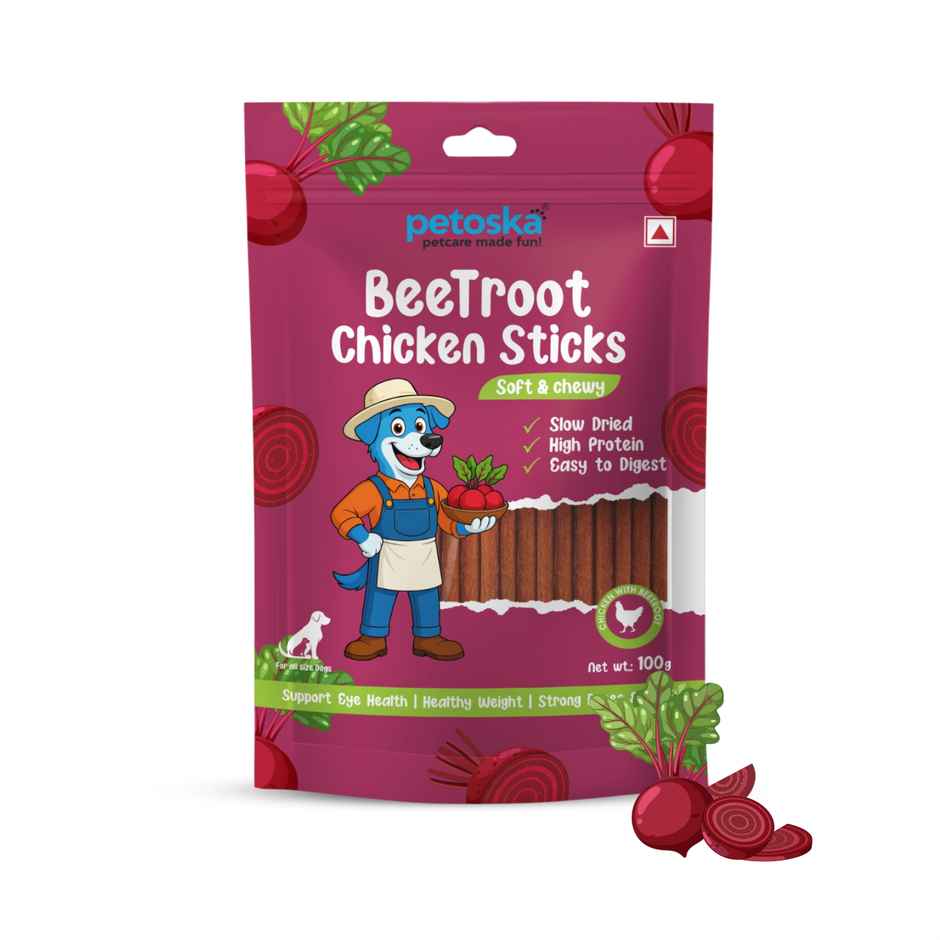 Petoska Dog Treats Beetroot Chicken Sticks