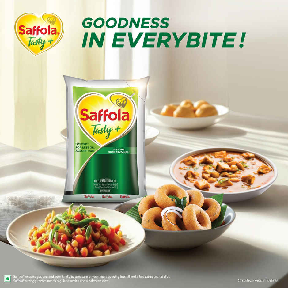 Saffola Tasty + Refined Rice bran & Corn Oil | 50% More Oryzanol | Multi-Source Edible Oil